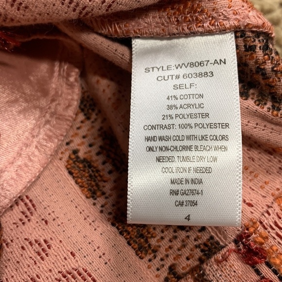 ANTHROPOLOGIE Eva Franco Textured Shorts Removable Belt Sz 4 Orange Motif NWT - Picture 9 of 9